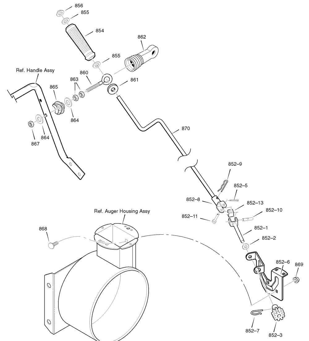 Chute Rod Diagram and Parts List for 629117X31A 2004 Briggs and Stratton Snow Blower